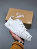 Cl Red-Soled Rivet Shoes For Men Classic White Shoes With Burrs Low-Key Black An