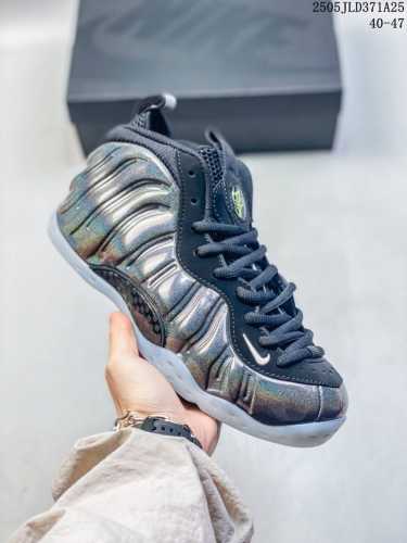 Genuine Nike Foamposite Pro Black Metallic Gold Mid-Top Retro Basketball Shoes I