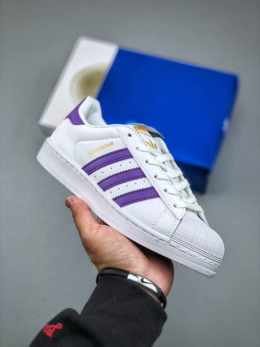 Adidas Originals Superstar Shell Toe White Purple Gold Label Uses A New Top Laye
