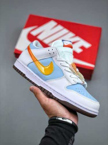 Value For Money Nike Sb Dunk Low White And Blue Yellow Exclusive Version Distill