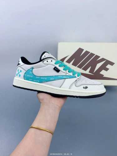 Nike Air Jordan 1 Low Off Collaboration - Blue Gray Low-Top Retro Cultural Skate