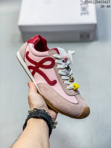 Genuine Label Loewe Ballet Runner 2.0 Calfskin Round Toe Lace-Up Low-Top Casual