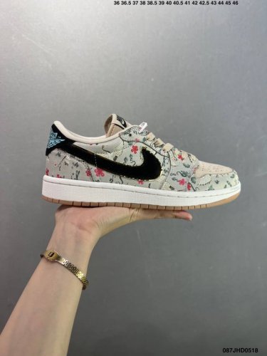 air Jordan 1 Low Floral Aj1 Jordan 1 Low-Top Casual Sneakers Synchronized Wit