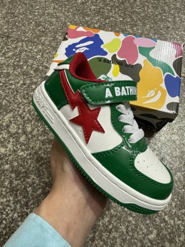 Bape Sta Kids' Spring/Summer Letter Velcro Strap Color-Block Star Logo Casual Sn