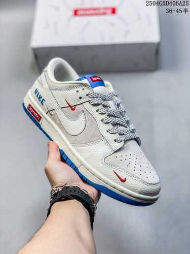 High-End Customized Nike Sb Dunk Low Joint Three-Hook Milky White And Blue Color
