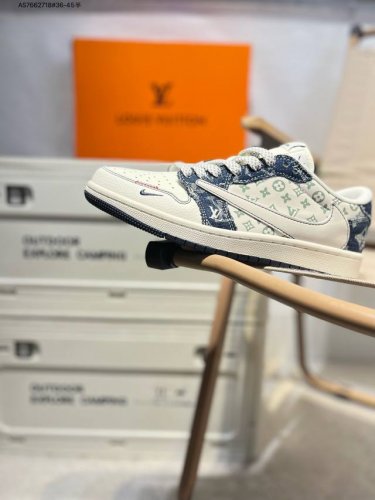 Company-Level Top Layer Leather Lv X Jordan Air Jordan 1 Low Aj1 Low-Top Series