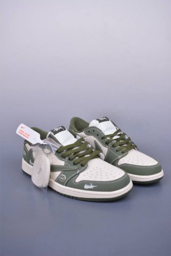 Fragment X Travis Scott X Stussy Air Jordan 1 Low Three-Party Joint Inverted Hoo