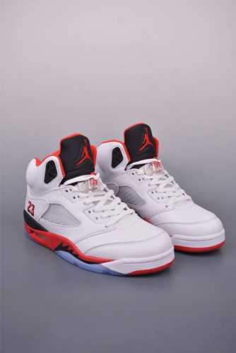 jordan Air Jordan 5 Fire Re D Black Tongue Replica White And Red Pure Origina