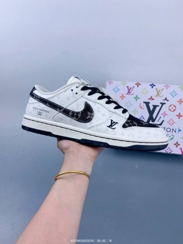 nike Sb Dunk Low Lv Joint Black Denim Anniversary High-End Customized Low-Top
