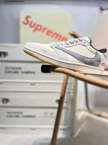 Company-Grade Top-Grain Leather Supreme X Jordan Air Jordan 1 Low Aj1 Low-Top Se