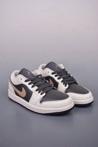 Air Jordan 1 Low Black, White And Brown Aj1 Low-Top Casual Sneakers Synchronized