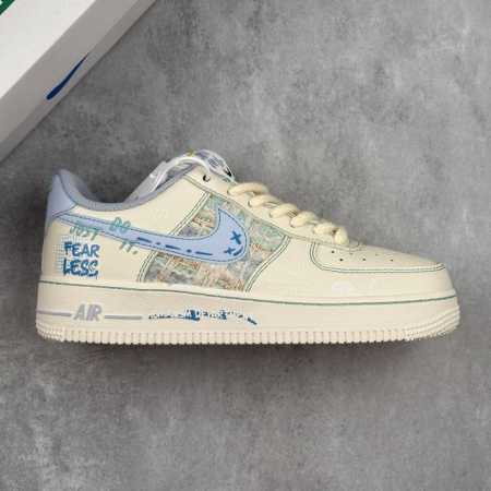 Local Core Private Nike Air Force 1'07 Low Love Words Chanel Style Series Blue L - Click Image to Close