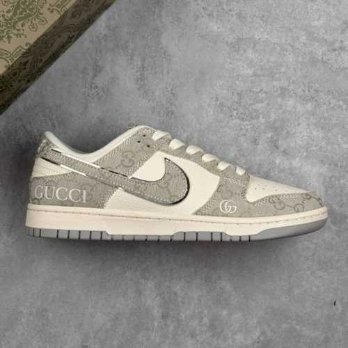 Local Core Private Nike Sb Dunk Low X Gucci Joint Gray And White High-End Custom