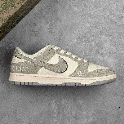 Local Core Private Nike Sb Dunk Low X Gucci Joint Gray And White High-End Custom