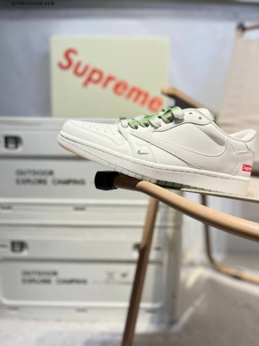 Company-Grade Top-Layer Leather Supreme X Jordan Air Jordan 1 Low Aj1 Low-Top Se