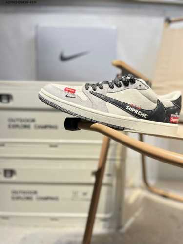 Company-Level Top Layer Leather Supreme X Jordan Air Jordan 1 Low Aj1 Low-Top Se