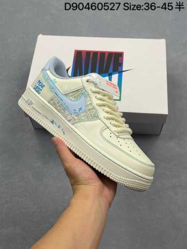 nike Air Force 1 Low 07 White, Gray And Blue Hemp Rope Graffiti Original Last