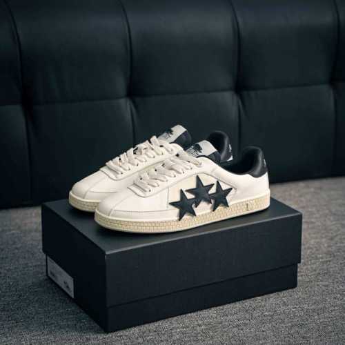 Core Private Amiri Emil Pacifc Bones Leather Round Toe Lace-Up Low-Top Sneakers