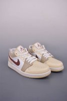 air Jordan 1 Low Beige Red Aj1 Jordan 1 Low-Top Casual Sneakers Synchronized
