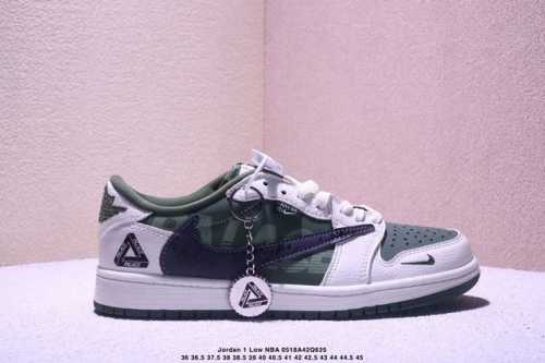High-End Custom Travis Scott X Jordan 1 Low Nba Boston Celtics Joint-Bos City Li