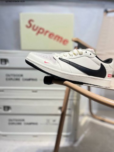 Company-Level Top Layer Leather Supreme X Jordan Air Jordan 1 Low Aj1 Low-Top Se