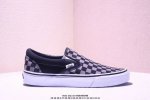 Spring Vans Classic Silp On Men's And Women's Black And Gray Plaid Checkerboard