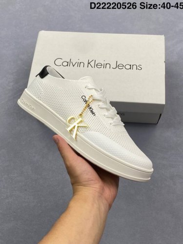 calvin Klein Mesh Round Toe Lace-Up Low-Top Sneakers For Men White Item No. H