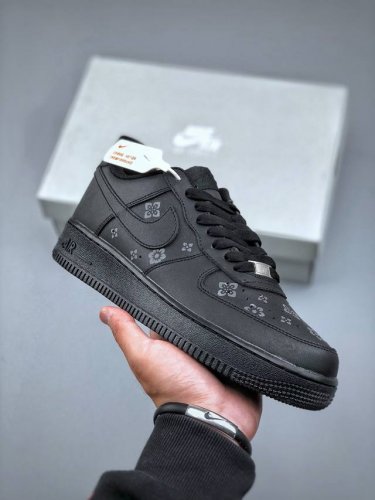 Nike Air Force 1'07 Low Lv Custom All Black Small Flower Air Force One Low-Top C