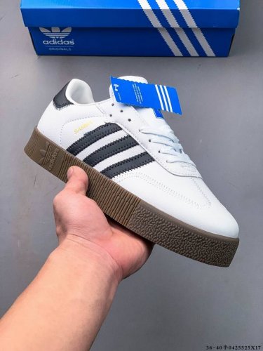 True Half Size! Adidas Samba Rose Trefoil Retro Thick-Soled Heightening Casual S