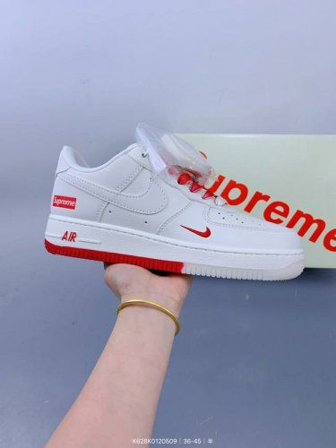Company-Level Nike Air Force 1 '07 Low Supreme Collaboration - Beige And Red Two