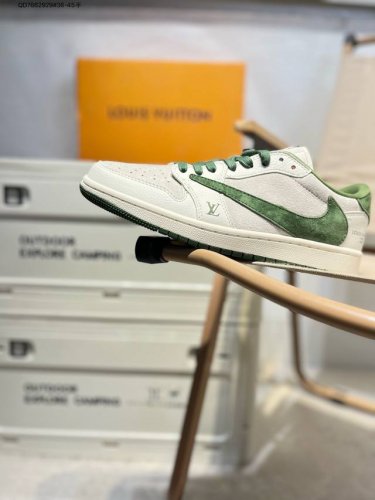 Company-Grade Top-Grain Leather Lv X Jordan Air Jordan 1 Low Aj1 Low-Top Basketb