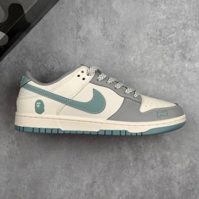 Local Core Private Nike Sb Dunk Low X Bape Gray, White, And Blue Star-Patterned