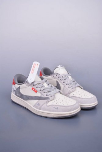 Fragment X Travis Scott X Stussy Air Jordan 1 Low Three-Party Joint Inverted Hoo