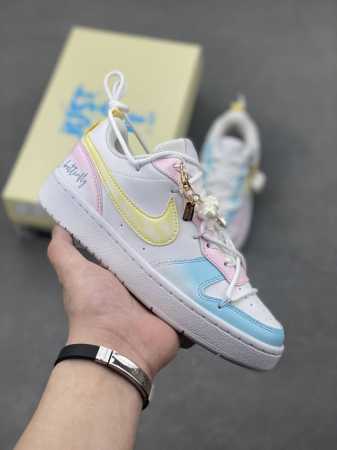 Custom Sneakers] Nike Court Borough Rainbow Cloud Outing Season Low-Top Sneakers - Click Image to Close