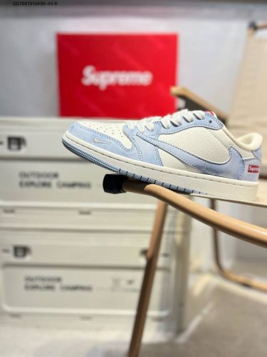 Company-Level Top Layer Leather Supreme X Jordan Air Jordan 1 Low Aj1 Low-Top Se