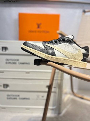 Company-Level Top Layer Leather Lv X Jordan Air Jordan 1 Low Aj1 Low-Top Series