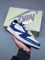 Travis Scott X Air Jordan 1 Low Og Sp Aj1 Joint Model - White And Blue Low-Top C