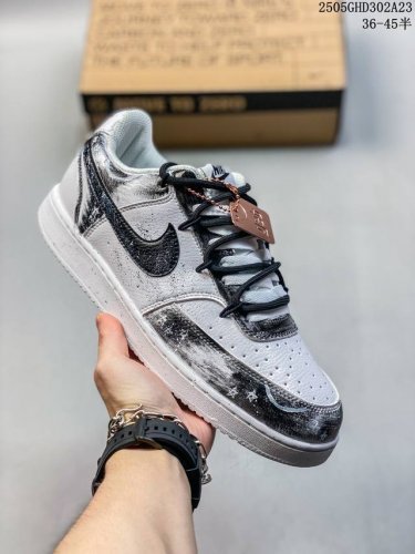 Corporate Nike Court Vision 1 Low Phantom Cross Hand-Painted Graffiti Customized
