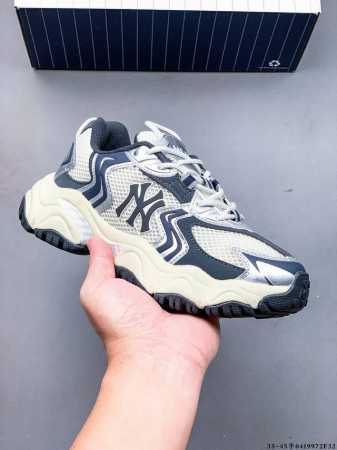 Company Level! Mlb Chunky Liner Thick-Soled Casual Running Shoes Ny Printed Brea - Click Image to Close