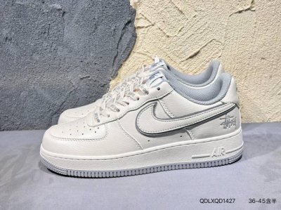 New Arrival Real-Life Photos Stussy X Air Force 1 Low Off-White Gray Original La