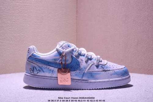 Corporate Nike Court Vision 1 Low Phantom Cross Hand-Painted Graffiti Customized