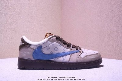 Travis Scott X Jordan Air Jordan 1 Low Lv Collaboration Blue Gray Brown Reverse