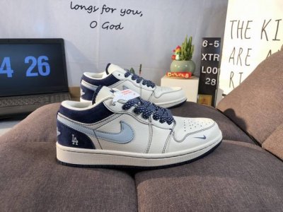 Nike Jordan 1 Low *La Collaboration, Designer Diy High-End Custom Dark Blue Sued