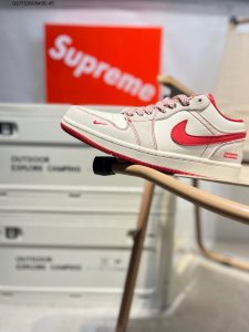 Company-Level Top Layer Leather Supreme X Jordan Air Jordan 1 Low Aj1 Low-Top Se