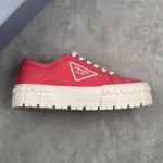 Local Core Private Prada 2025 New Thick-Soled Washed Canvas Shoes With Sheepskin