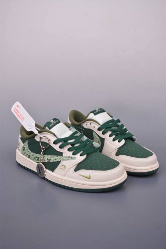 fragment X Travis Scott X Lv Air Jordan 1 Low Three-Party Joint Inverted Hook