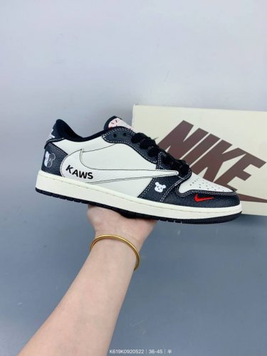 High-End Custom Travis Scott X Jordan 1 Low Violent Bear Joint-Black And White L