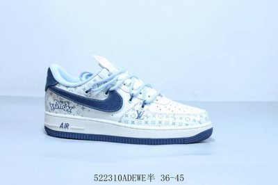Nike Air Force 1 Af1 Nike Low-Top Air Force One Casual Sneakers Lv Blue And Whit