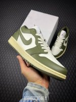B Air Jordan 1 Low Aj1 Military Green And White Low-Top Cultural Casual Sports S