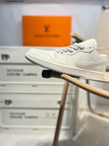 Company-Grade Top-Grain Leather Lv X Jordan Air Jordan 1 Low Aj1 Low-Top Series